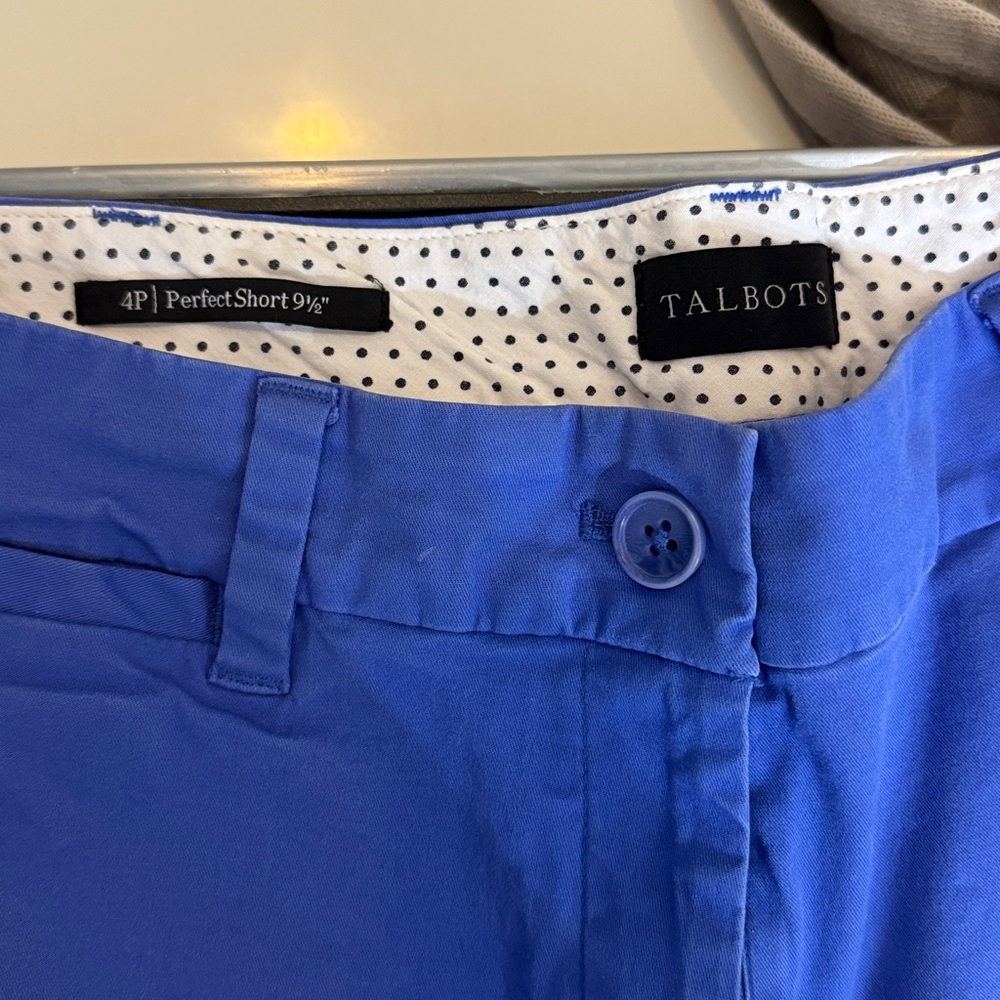 Talbots Vibrant Blue Shorts with Polka Dot Lining